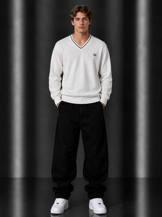 Fred Perry Sweater L weiß