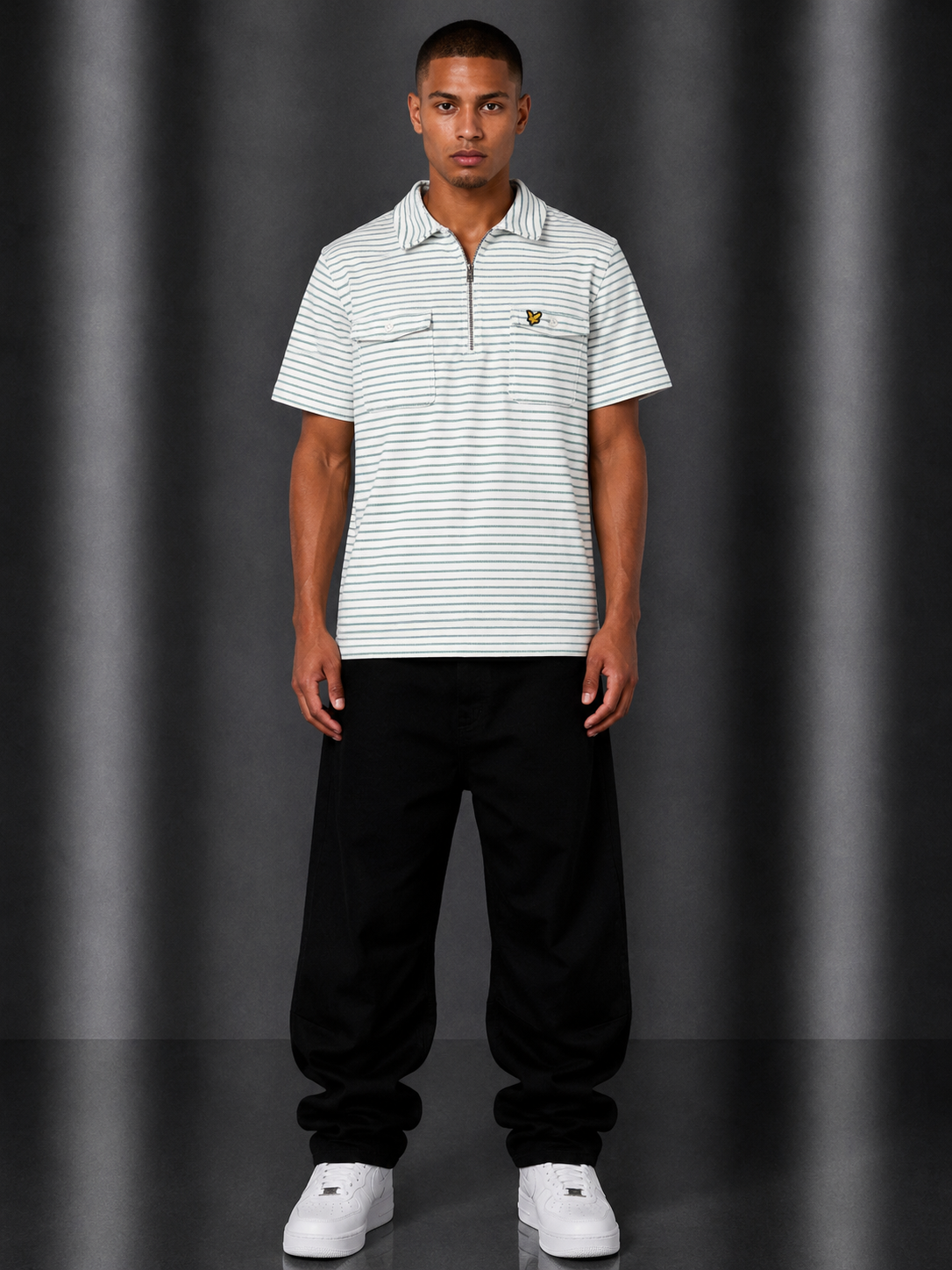 Lyle&Scott Poloshirt M weiß gestreift