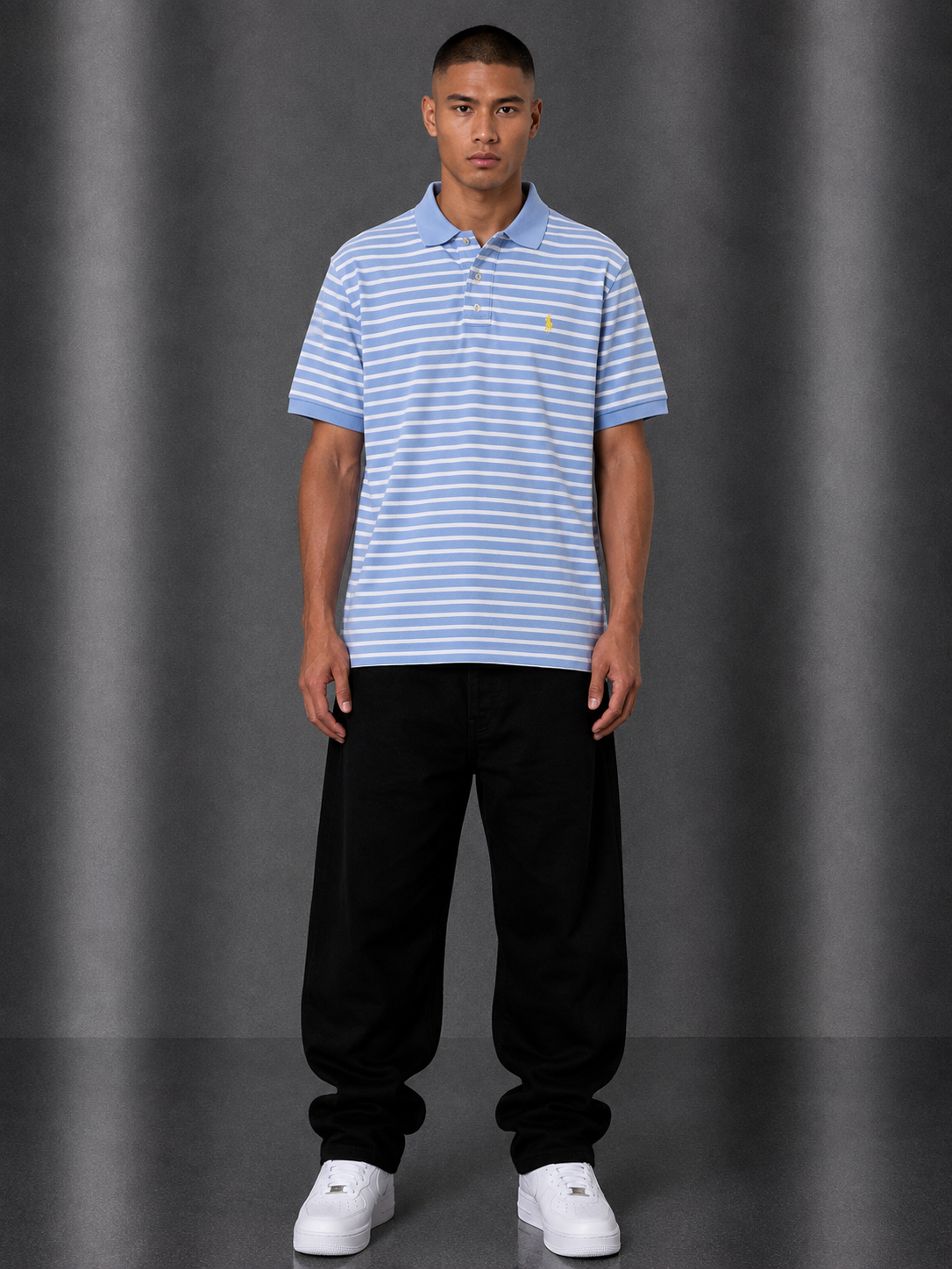 Ralph Lauren Poloshirt L weiß/blau